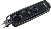 Удлинитель серии Travel, 1.8м, 3гн, 10A, б/з, 2USB+2TYPE-C 3.1A чёрный Uniel S-CT3-1,8UC UL-00011139 
