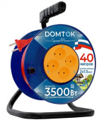 Удлинитель DOMTOK 40м ПВС 2х1.5, 3.5кВт, 16А, IP20, 4гн Б/З, катушка 2447 
